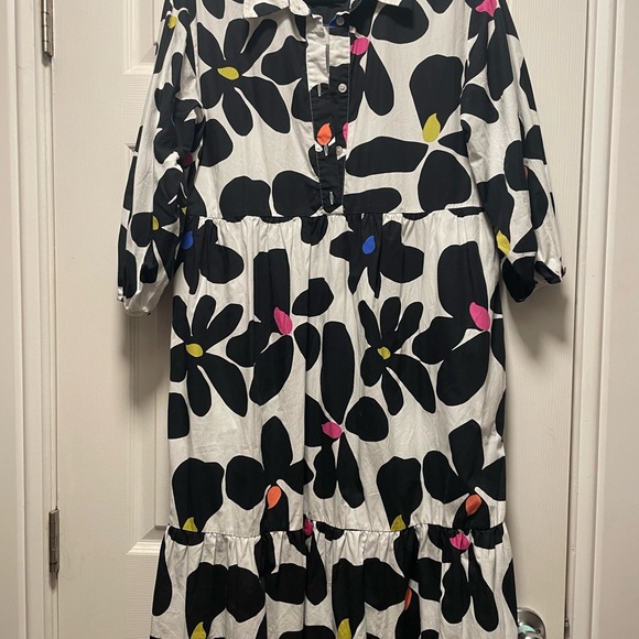 Anthropologie Maeve Black and White Floral Bettina shirt dress - Picture 2 of 6